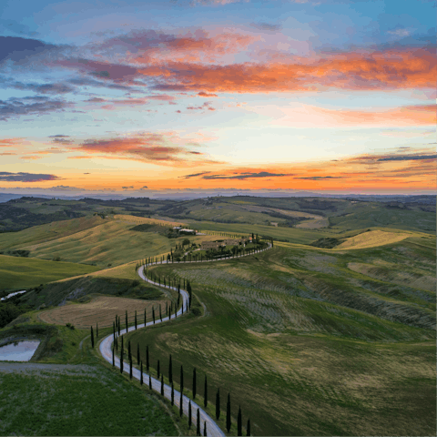 Stay out in the Tuscan countryside and explore vineyards and villages by car