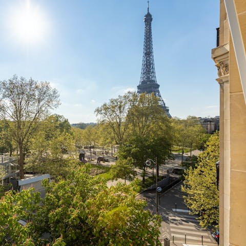 Admire the views of the city's most iconic landmark from this apartment