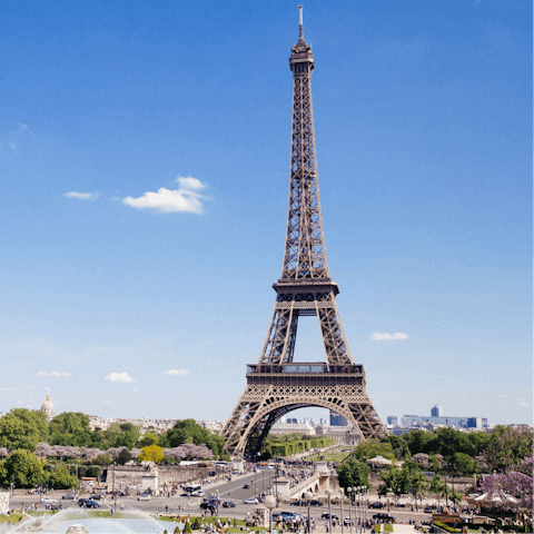 Take in the vistas over Paris from the Eiffel Tower – it’s a short stroll away