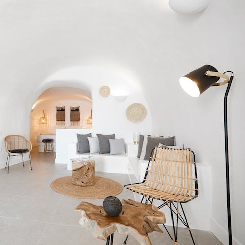 Stay in a beautiful traditional cave villa with a vaulted ceiling