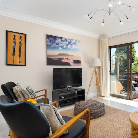 Kick back in the light-filled living area after a busy day of exploring