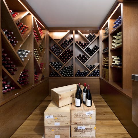 Pick out a delicious local wine for dinner from the wine cellar