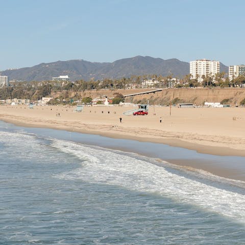 Stroll down to Santa Monica Beach and dip your toes in the Pacific