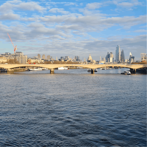 Start your morning with a stroll along the River Thames, a ten-minute walk away 