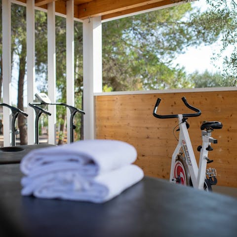 Keep on top of your fitness routine in the treehouse gym
