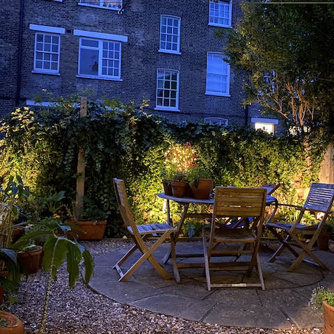Turn on the fairy lights on the patio for a magical end to the evening