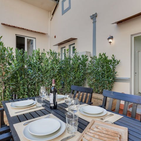 Break bread together on the private terrace