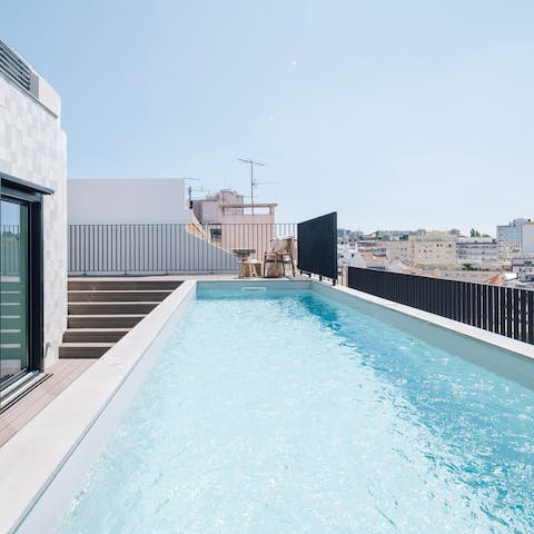 Swim in the shared rooftop pool to cool off in the heat