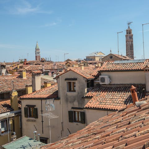 Admire Venice's skyline from the rooftop terrace