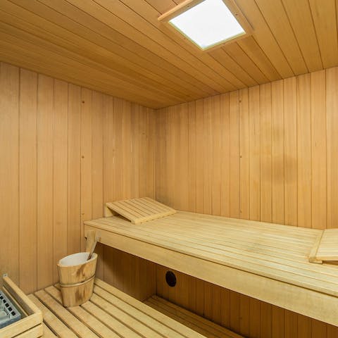 Turn up the heat in the private sauna