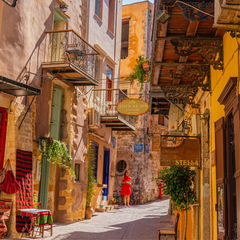 Wander the quaint streets of Chania, only twelve minutes' drive away