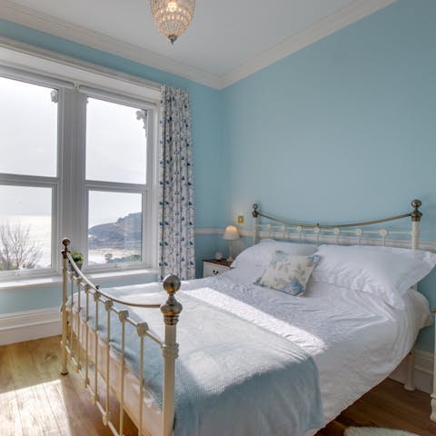 Wake up to views of the bay from the big window in the bedroom