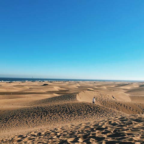 Explore the stunning sand dunes at Dunas de Maspalomas
