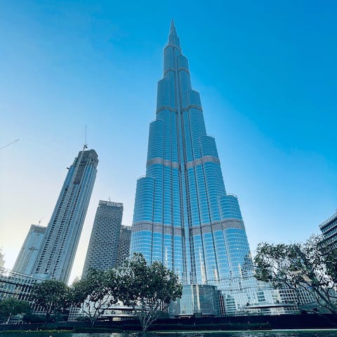 See the iconic Burj Khalifa, only minutes away from this home
