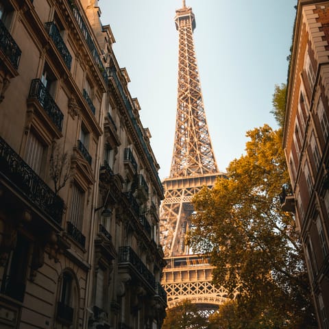 Marvel at the Eiffel Tower, twenty minutes away by public transport