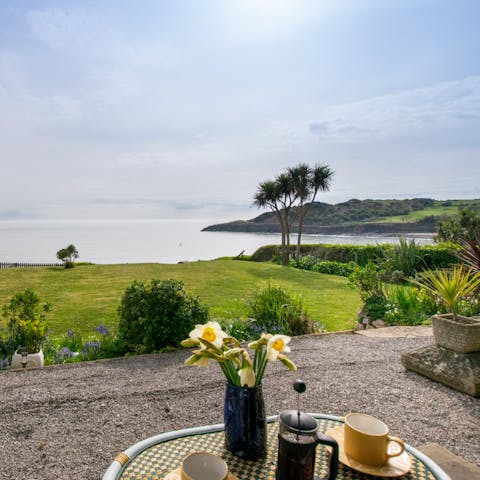 Sip your morning coffee in the sunshine and admire the sea views