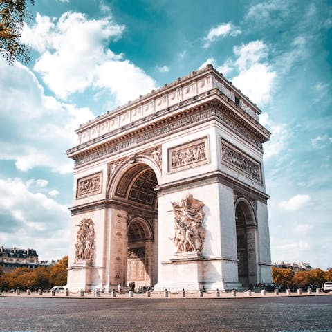Visit the famous Arc de Triomphe, just a short stroll away