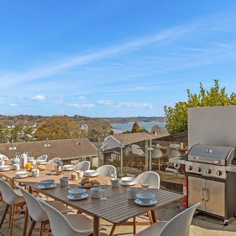 Watch the sun set over the Pembrokeshire coastline from the home's terrace