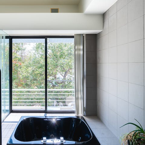 Luxuriate in the sunken tub at the end of the day