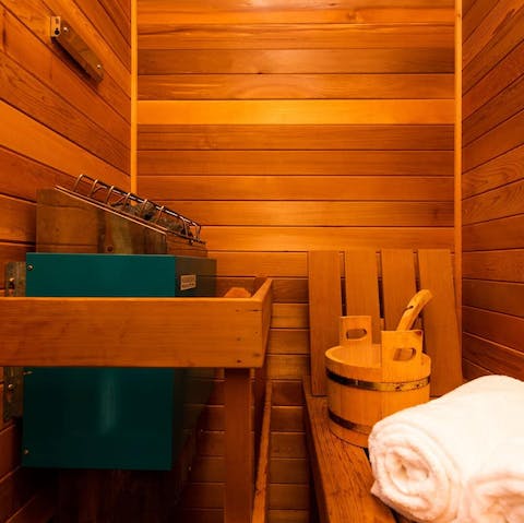 Settle into a sauna in the master bathroom