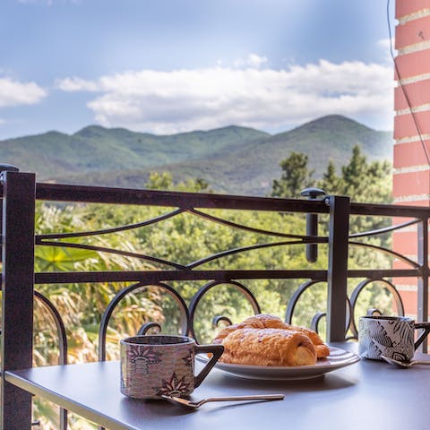 Start your day with a cup of coffee and a chocolatine, gazing at the breathtaking views