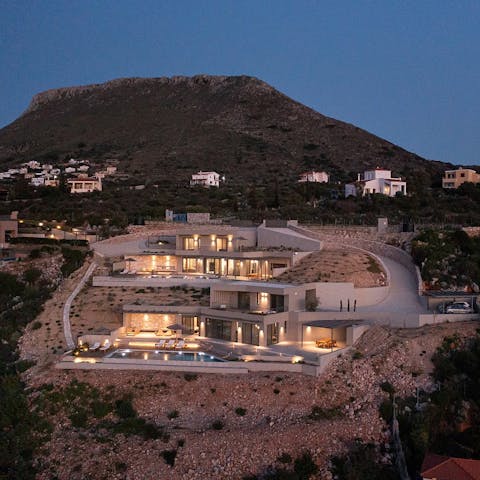 Stay on a dramatic Cretan hillside, just a six-minute drive from Koutalas Beach