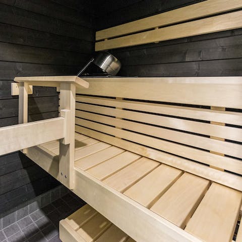 Beat the chill by retreating to the shared wood-heated sauna