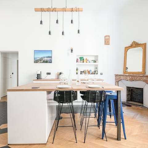 Gather around your kitchen island in the bright living area for a hearty breakfast before exploring