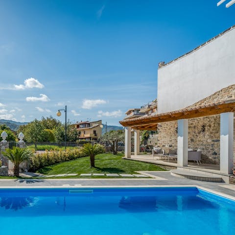 Cool off from the Sicilian sunshine with a dip in the private pool