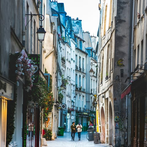 Explore lively Le Marais, a hub of trendy boutiques and eateries