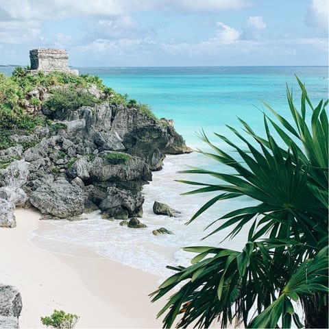 Find bliss on the beaches of Tulum – a short drive or cycle away 