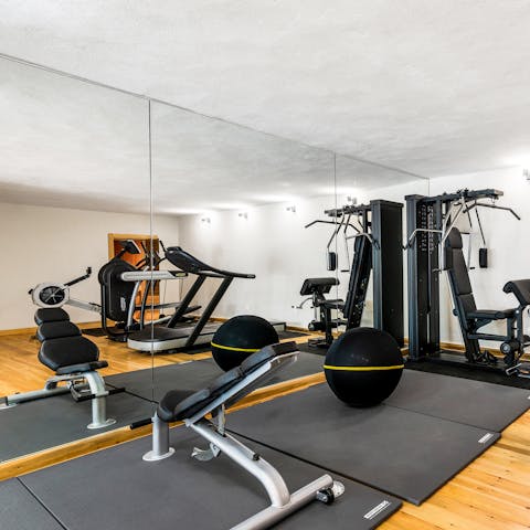 Work up a sweat at the home's well-equipped gym