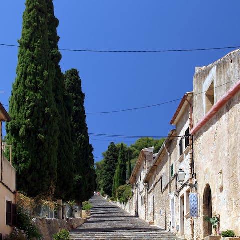 Wander the atmospheric streets of Pollença – just a short drive away