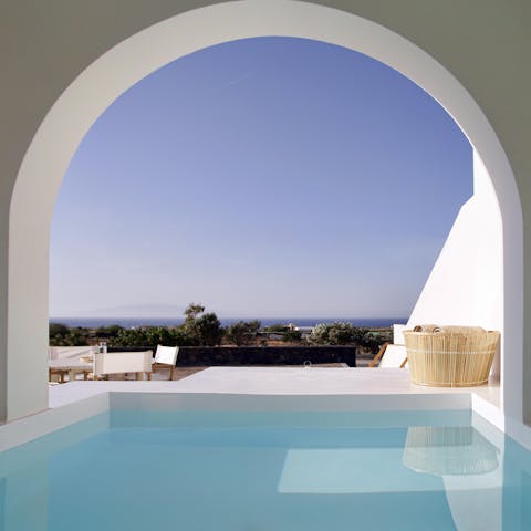 Watch Santorini's famous sunset from the plunge pool