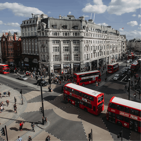 Take the Central line from Shepherd's Bush and be in Oxford Circus in no time