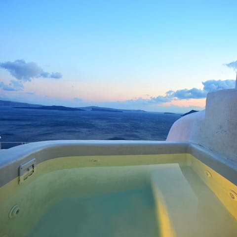 Indulge in a long soak in the Jacuzzi tub as you admire the sea views