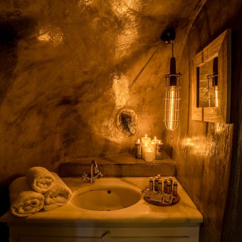 Pamper yourself in the gorgeous, tranquil bathroom