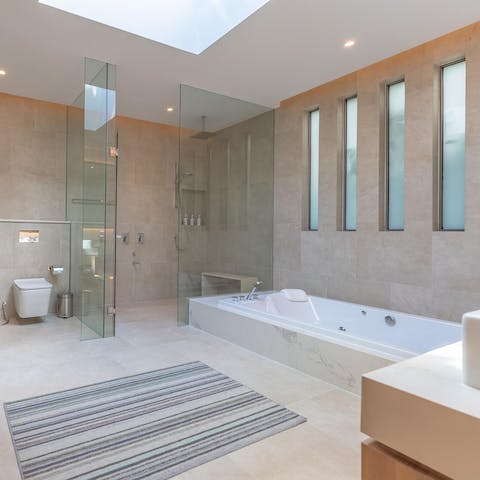 Treat yourself to a long soak in this sunken tub