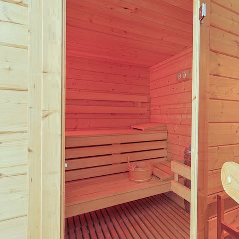 Wind down in the sauna after a workout in the exercise room