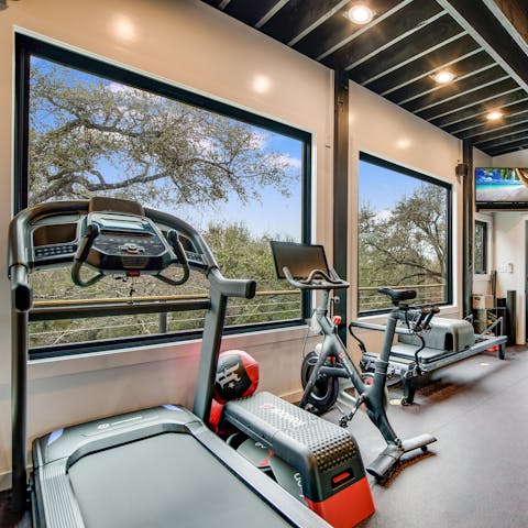 Get your heart pumping with a workout in the private gym