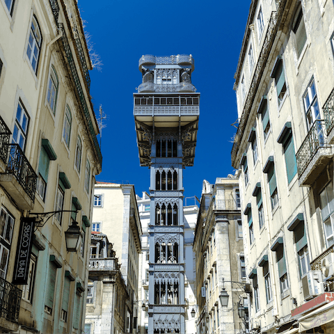 Stay on the same street as the famous Santa Justa Lift