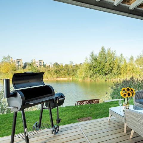 Enjoy a family barbecue with views of the lake
