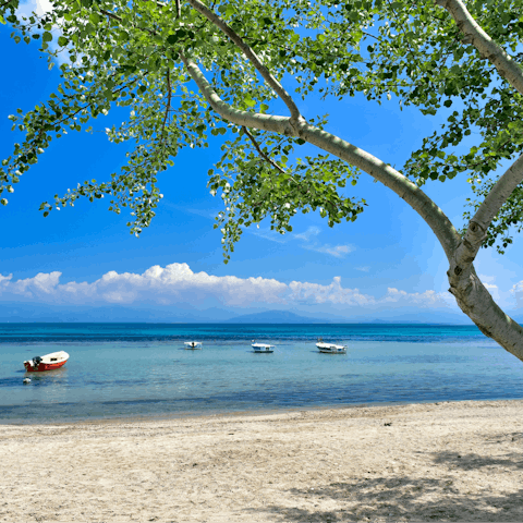 Visit the gorgeous beaches of Corfu, with bright white sand and turquoise seas