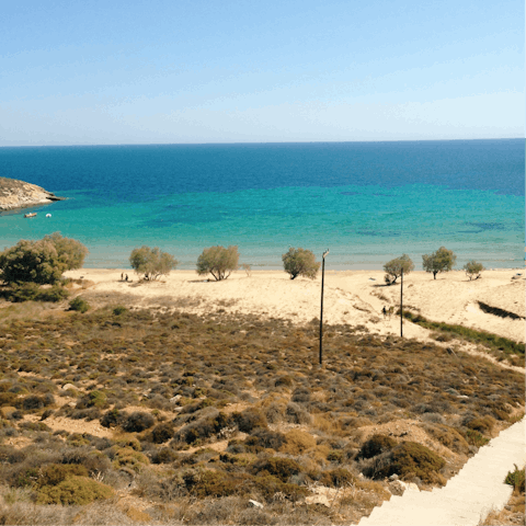 Stay just a fifteen-minute walk away from Agios Fokas Beach