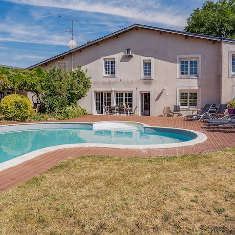 Go for a swim in your own private pool, or simply sit back with a book in one of the surrounding sun loungers