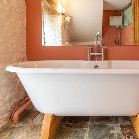 Soak in the roll top bath after a busy day hiking the local area