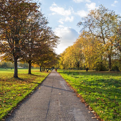 Take a wander through Hyde Park – a six-minute walk away