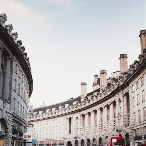 Treat yourself to a shopping trip on Regent Street – just a fifteen–minute walk away