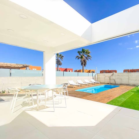 Swim laps in the private pool before firing up the barbecue for dinner