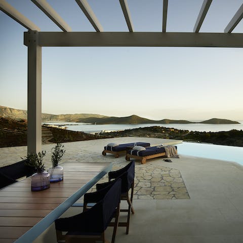 Dine alfresco and drink in those wonderful sea views